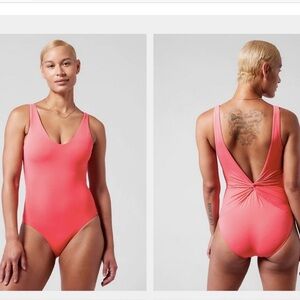 Athleta Hampton One Piece Coral Pink Swimsuit Size XL